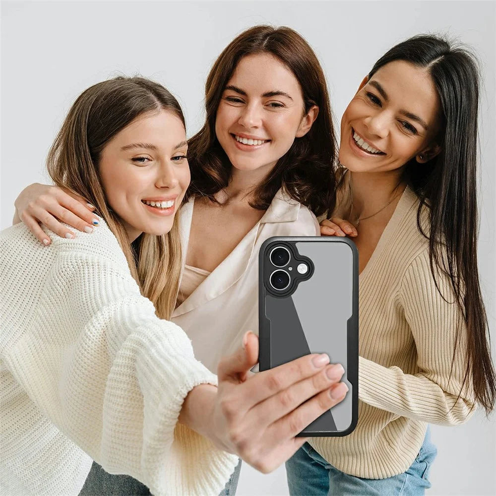 For iPhone 17 Case Acrylic + TPU Clear Phone Cover with PET Screen Film - Black - 7