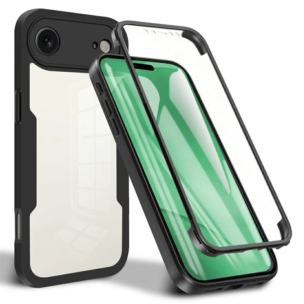 For iPhone Air Case Acrylic + TPU Clear Phone Cover with PET Screen Film - Black - 1