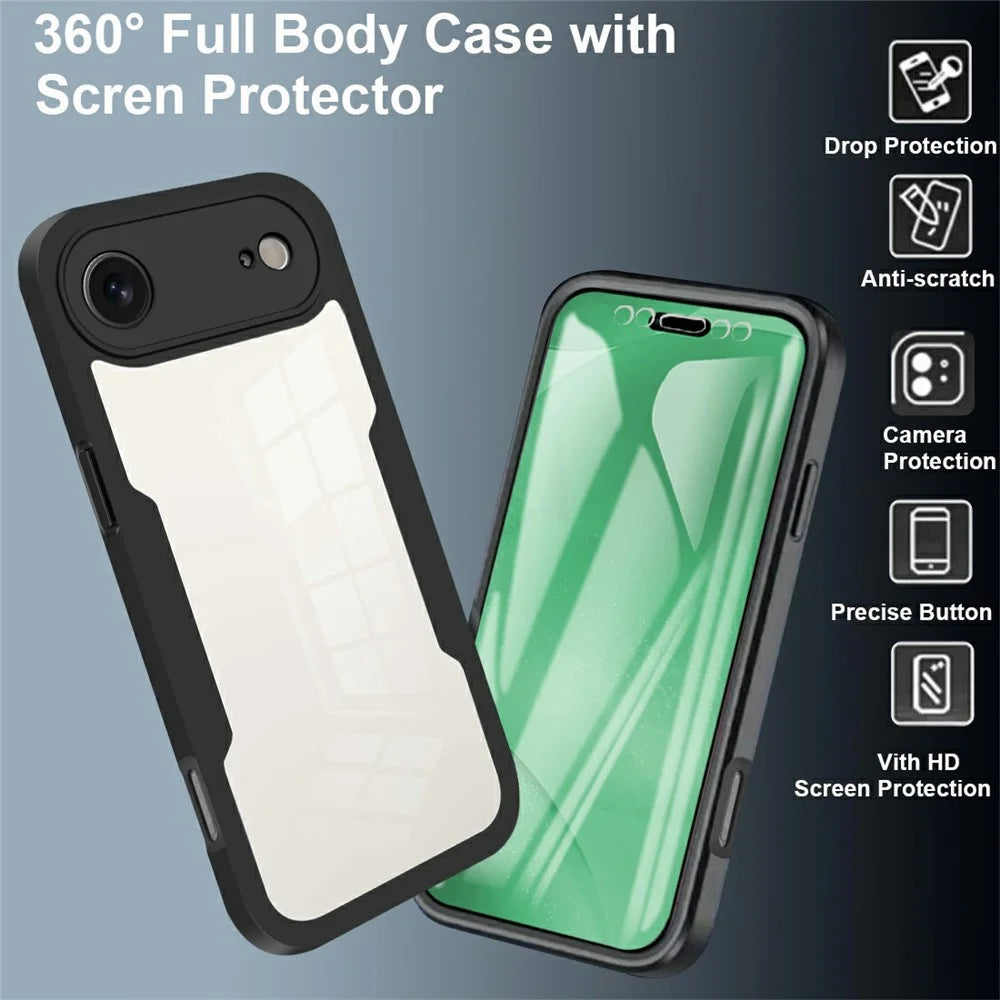 For iPhone Air Case Acrylic + TPU Clear Phone Cover with PET Screen Film - Black - 3