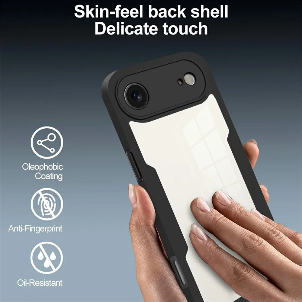 For iPhone Air Case Acrylic + TPU Clear Phone Cover with PET Screen Film - Black - 6