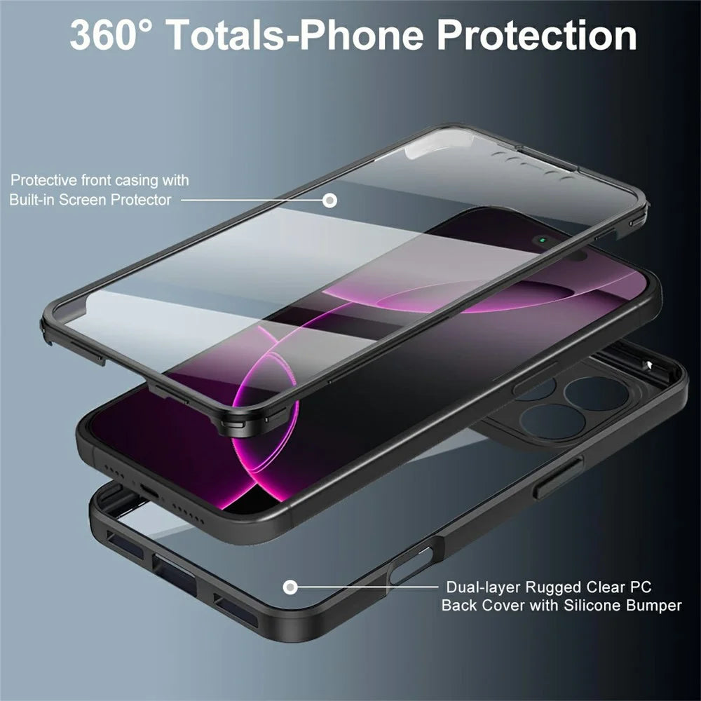 For iPhone 17 Pro Max Case Acrylic + TPU Clear Phone Cover with PET Screen Film - Black - 2