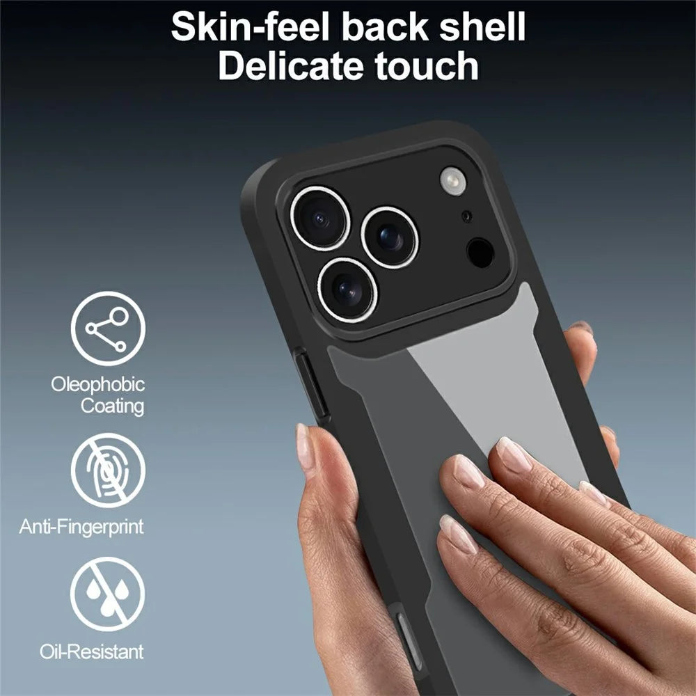 For iPhone 17 Pro Max Case Acrylic + TPU Clear Phone Cover with PET Screen Film - Black - 6