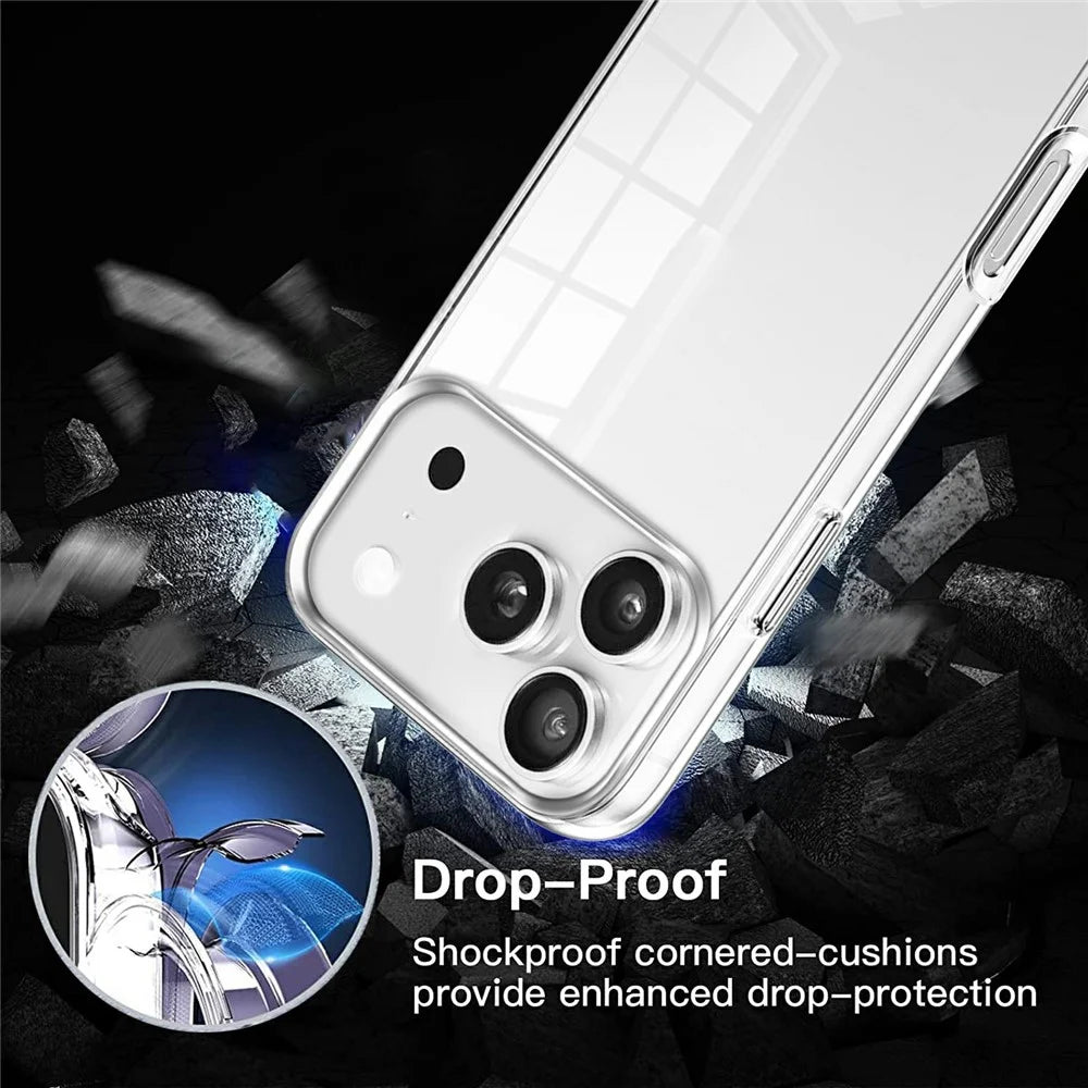 For iPhone 17 Pro Case TPU Frame Clear Acrylic Back Phone Cover with PET Film - 4