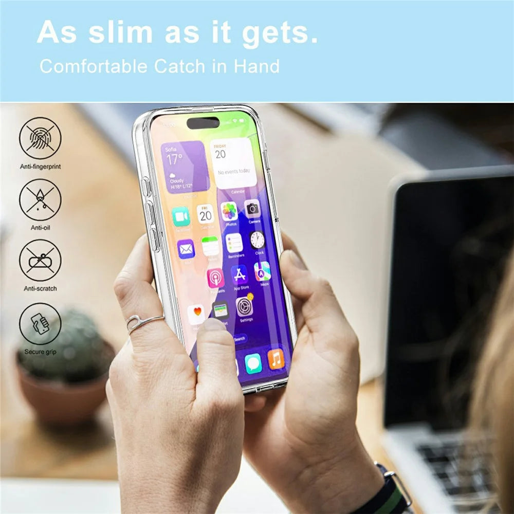 For iPhone 17 Pro Case TPU Frame Clear Acrylic Back Phone Cover with PET Film - 6