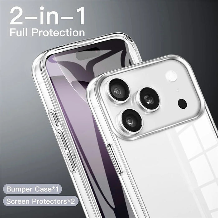 For iPhone 17 Pro Max Case TPU Frame Clear Acrylic Back Phone Cover with PET Film - 3