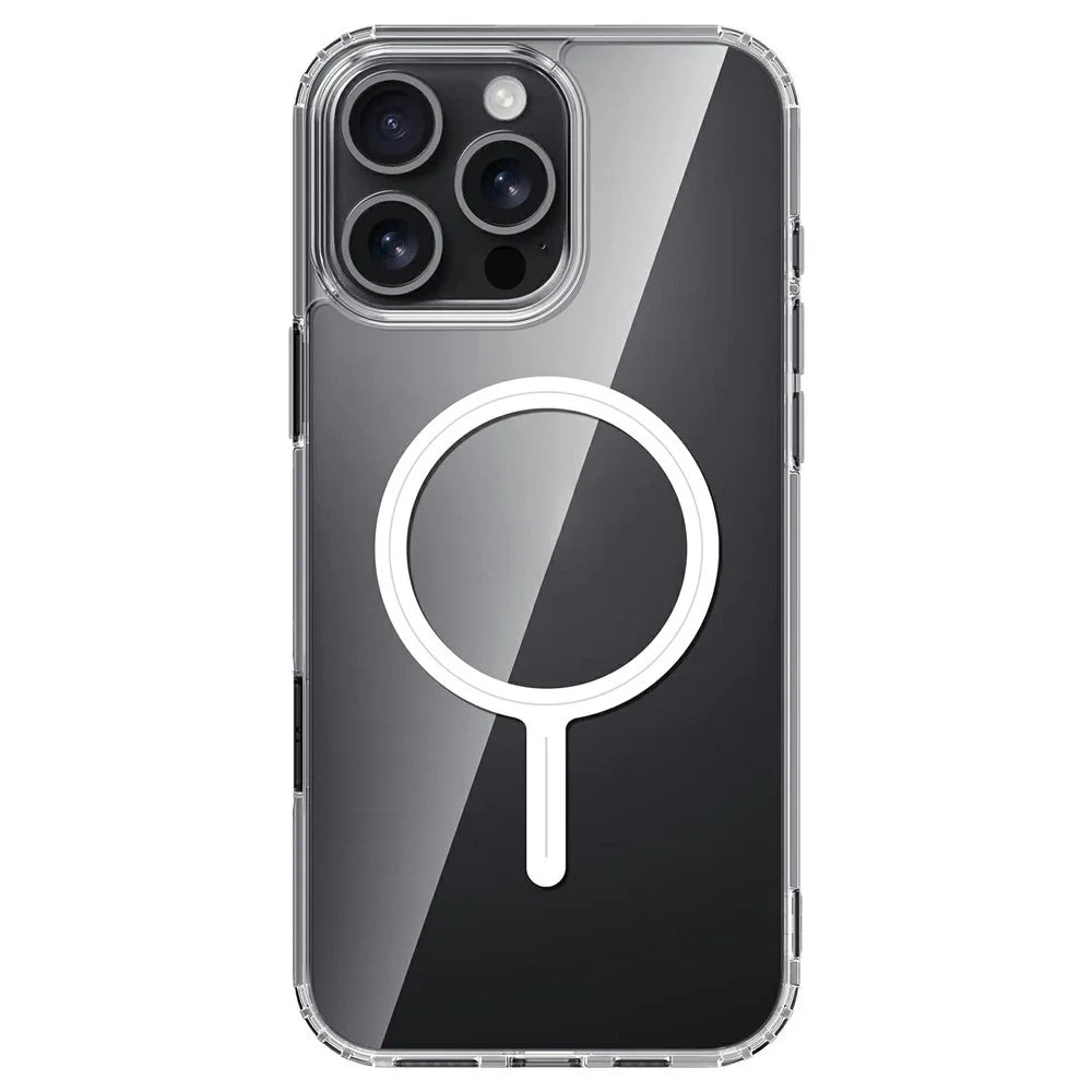 For iPhone 16 Pro Magnetic Case TPU Acrylic Clear Phone Back Cover - 2