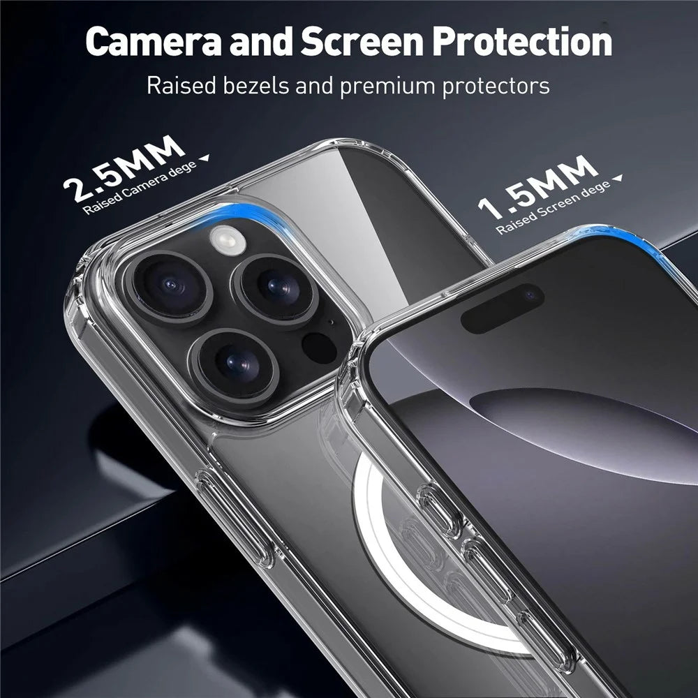 For iPhone 16 Pro Magnetic Case TPU Acrylic Clear Phone Back Cover - 5