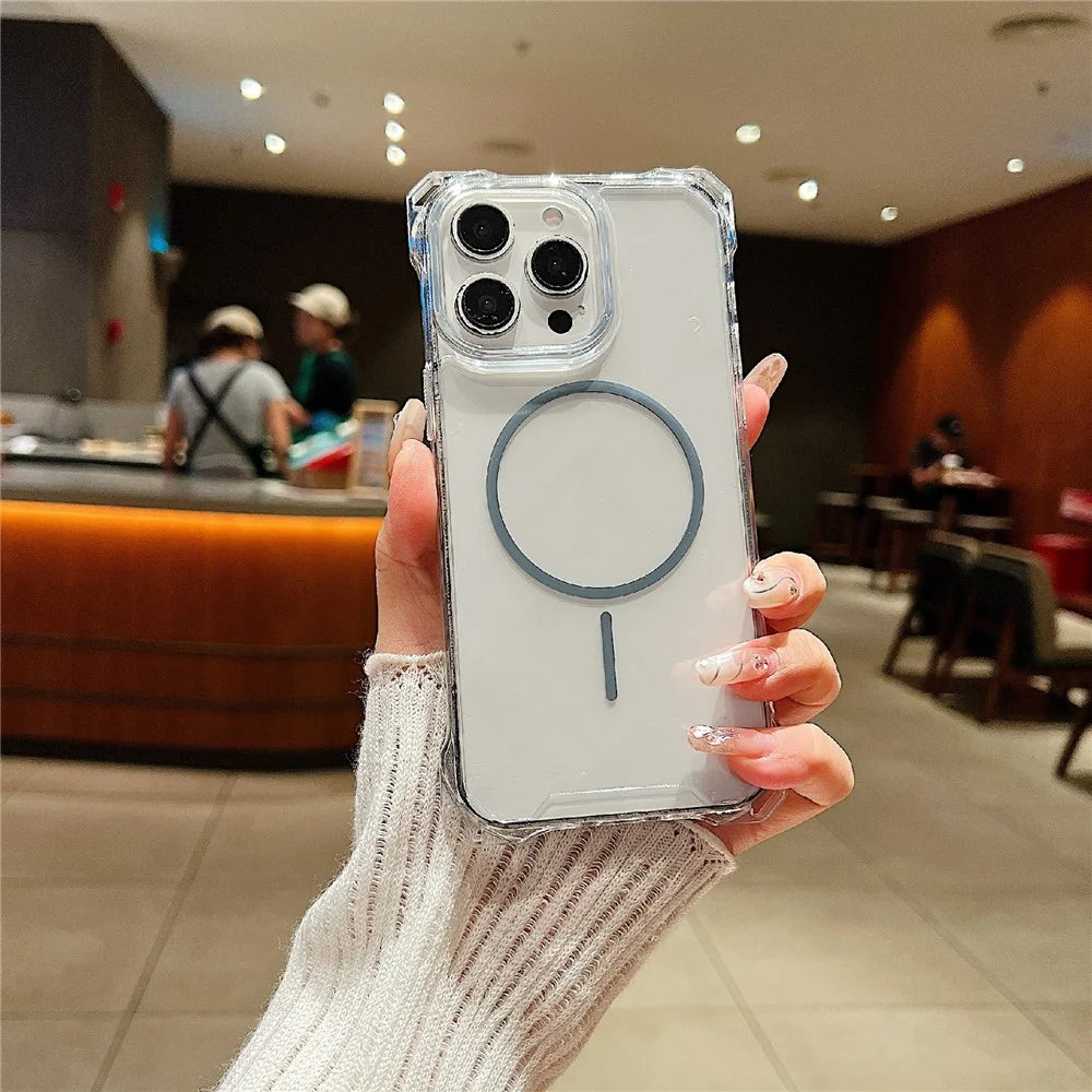 For iPhone 16 Pro Max Magnetic Case Drop-Proof TPU + PC Phone Back Cover - Grey - 1