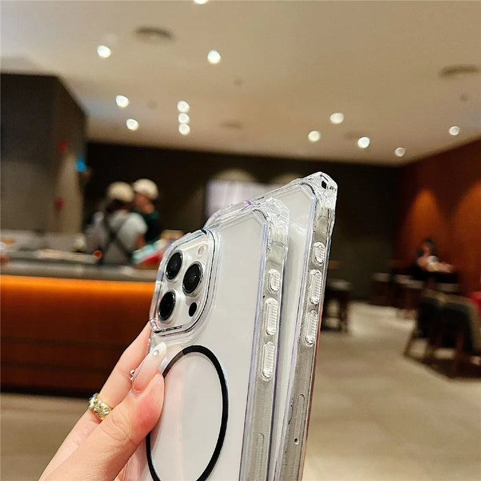 For iPhone 15 Pro Max Magnetic Case Drop-Proof TPU + PC Phone Back Cover - Grey - 3