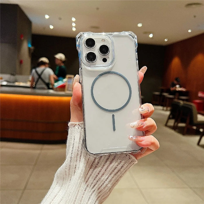 For iPhone 14 Pro Max Magnetic Case Drop-Proof TPU + PC Phone Back Cover - Grey - 1