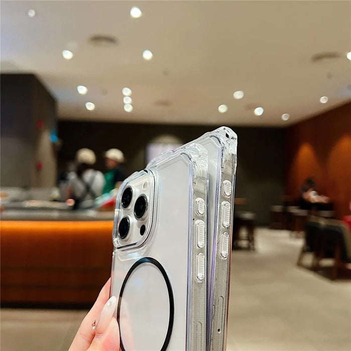 For iPhone 15 Pro Max Magnetic Case with Lanyard Drop-Proof TPU + PC Phone Back Cover - Orange - 5