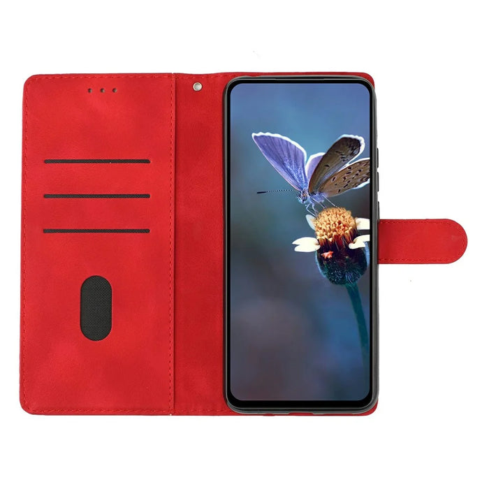 For iPhone 17 Case Butterfly Flower Pattern Skin-Touch Leather Phone Cover - Red - 2