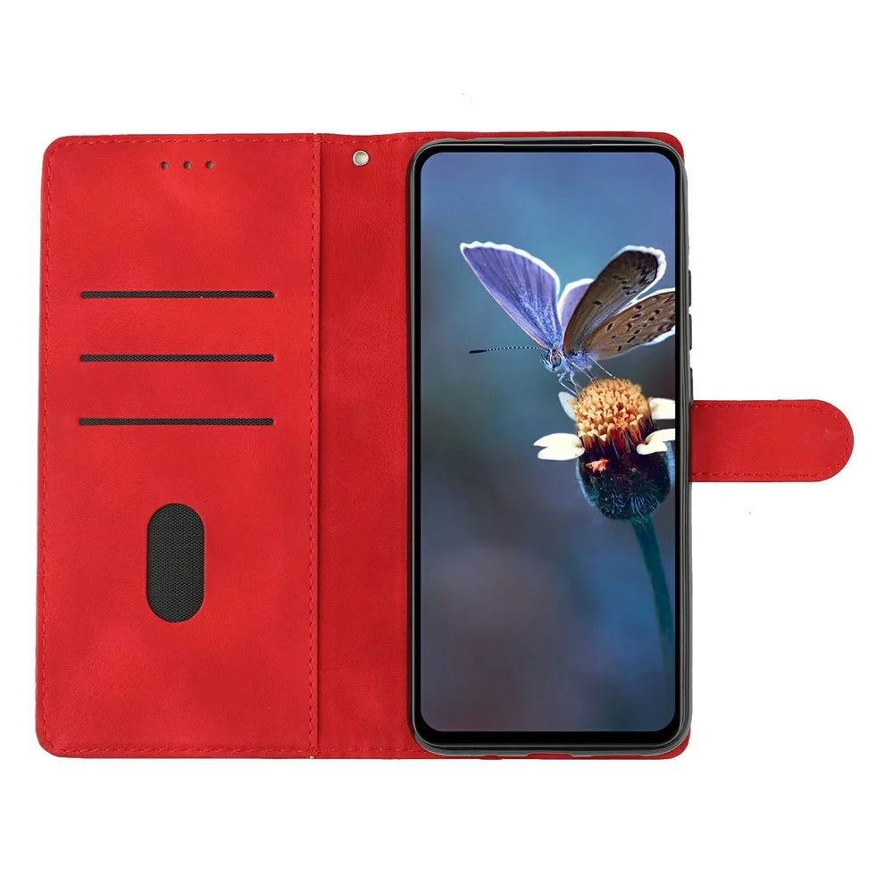For iPhone 18 Pro / 17  Pro Case Butterfly Flower Pattern Skin-Touch Leather Phone Cover - Red - 2