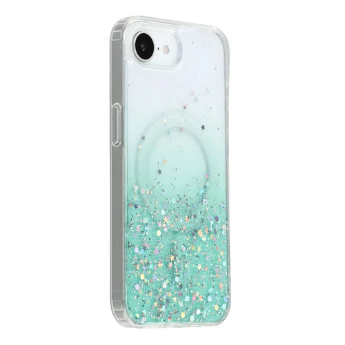 For iPhone 17e / 16e Case Compatible with MagSafe Sparkle Epoxy TPU + Acrylic Phone Cover - Green - 1