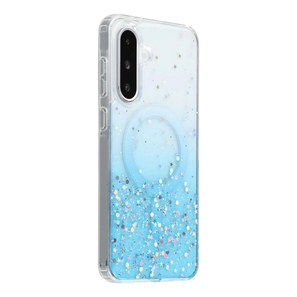 For Samsung Galaxy A56 5G Magnetic Case Sparkle Epoxy TPU + Acrylic Phone Cover - Blue - 1