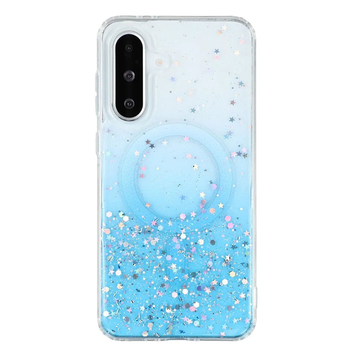 For Samsung Galaxy A56 5G Magnetic Case Sparkle Epoxy TPU + Acrylic Phone Cover - Blue - 3