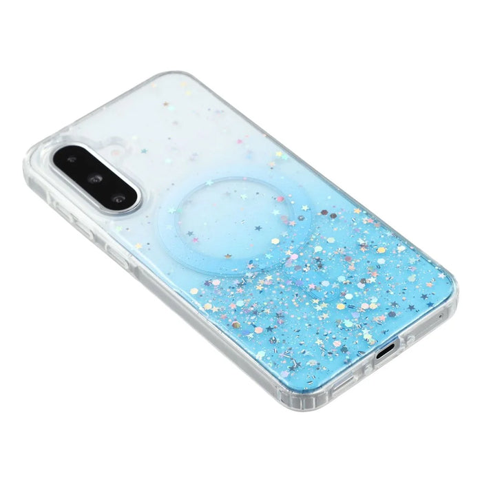 For Samsung Galaxy A56 5G Magnetic Case Sparkle Epoxy TPU + Acrylic Phone Cover - Blue - 4