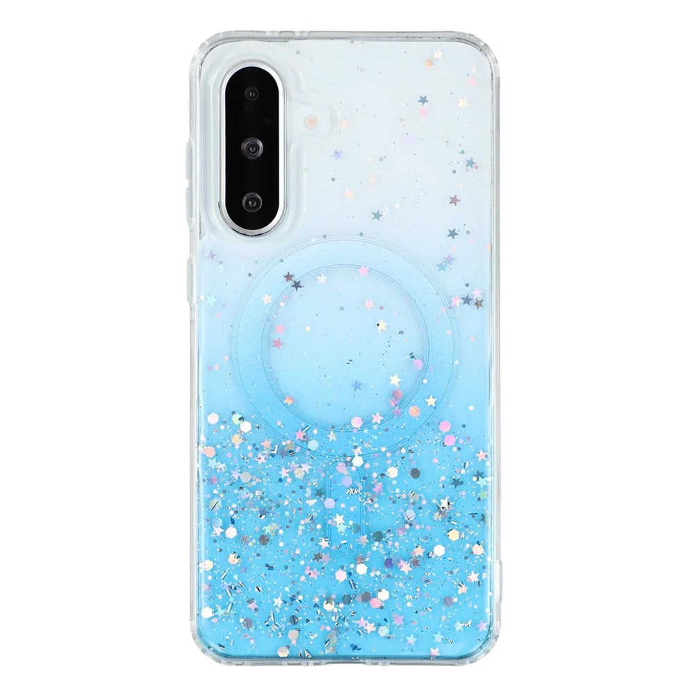 For Samsung Galaxy A26 5G Magnetic Case Sparkle Epoxy TPU + Acrylic Phone Cover - Blue - 3