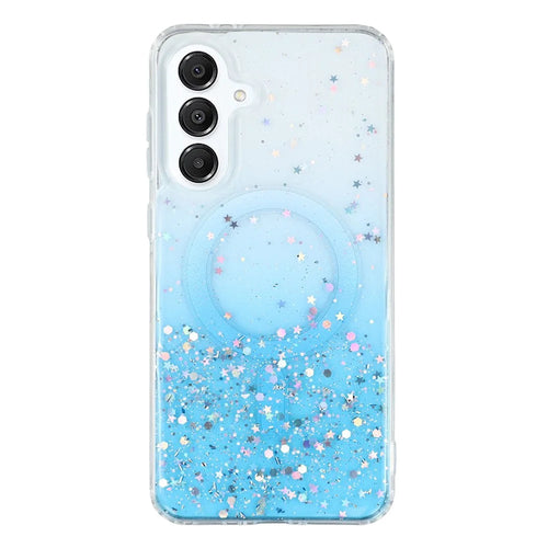 For Samsung Galaxy A16 4G / 5G Magnetic Case Sparkle Epoxy TPU + Acrylic Phone Cover - Blue - 1