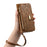 For iPhone 16 Case Floral Leaf Pattern Multi Card Slots Zipper Leather Phone Cover with Wrist Strap - Brown - 4
