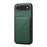 For iPhone Air Case Card Holder Kickstand Calf Textured Leather + PC + TPU Phone Cover - Green - 1
