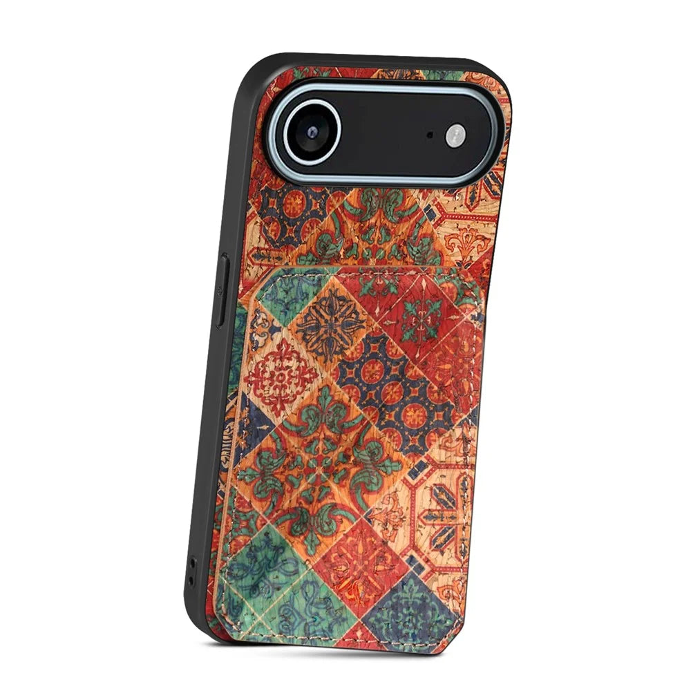 For iPhone Air Case with Card Holder Kickstand Flowers Design Leather Phone Cover - Winter / Blue - 2