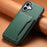 For iPhone 17 Case with Card Slots Kickstand Calf Texture Leather Phone Back Cover - Green - 6