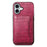 For iPhone 17 Case Card Holder Kickstand Crocodile Texture Leather Back Phone Cover - Red - 1