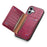 For iPhone 17 Case Card Holder Kickstand Crocodile Texture Leather Back Phone Cover - Red - 2