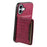 For iPhone 17 Case Card Holder Kickstand Crocodile Texture Leather Back Phone Cover - Red - 3