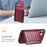 For iPhone 17 Case Card Holder Kickstand Crocodile Texture Leather Back Phone Cover - Red - 5