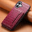 For iPhone 17 Case Card Holder Kickstand Crocodile Texture Leather Back Phone Cover - Red - 6