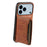 For iPhone 17 Pro Case Card Holder Kickstand Crocodile Texture Leather Back Phone Cover - Brown - 2