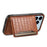 For iPhone 17 Pro Case Card Holder Kickstand Crocodile Texture Leather Back Phone Cover - Brown - 3