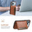 For iPhone 17 Pro Case Card Holder Kickstand Crocodile Texture Leather Back Phone Cover - Brown - 5