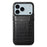 For iPhone 17 Pro Max Case Card Holder Kickstand Crocodile Texture Leather Back Phone Cover - Black - 1