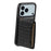 For iPhone 17 Pro Max Case Card Holder Kickstand Crocodile Texture Leather Back Phone Cover - Black - 2