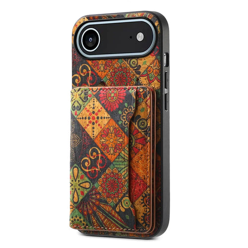 For iPhone Air Case Flower Print Leather + PC + TPU Cover with Card Holder Kickstand - Autumn / Yellow - 1