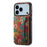 For iPhone 17 Pro Case Flower Print Leather + PC + TPU Cover with Card Holder Kickstand - Spring / Green - 1