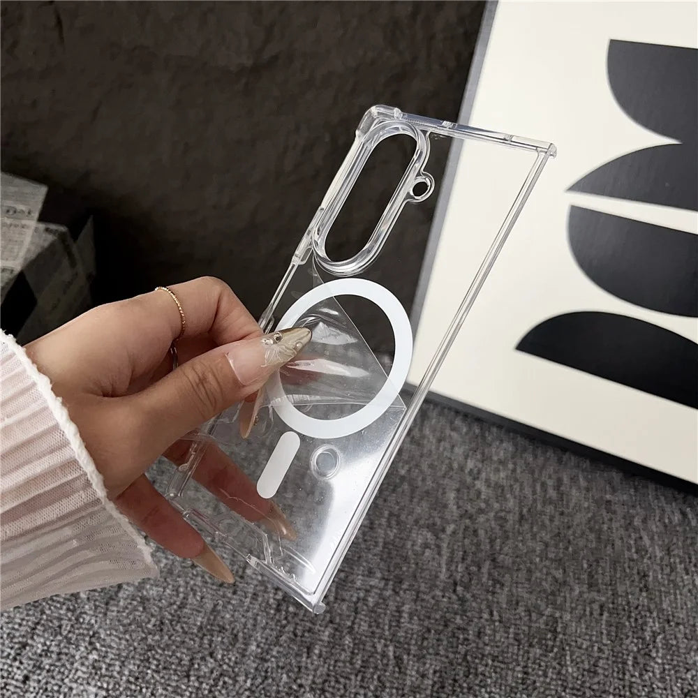 For Samsung Galaxy Z Fold7 5G Case Clear Acrylic Back Phone Cover Magnetic Case - 3