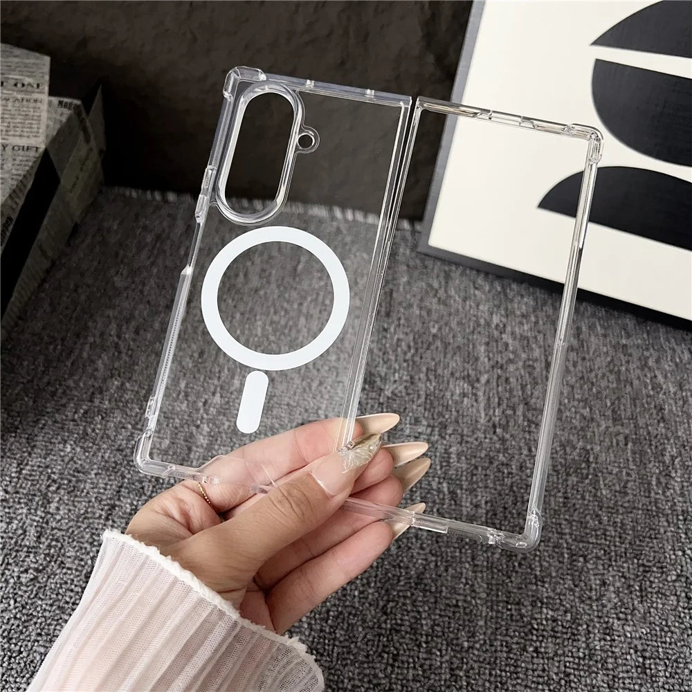 For Samsung Galaxy Z Fold7 5G Case Clear Acrylic Back Phone Cover Magnetic Case - 4