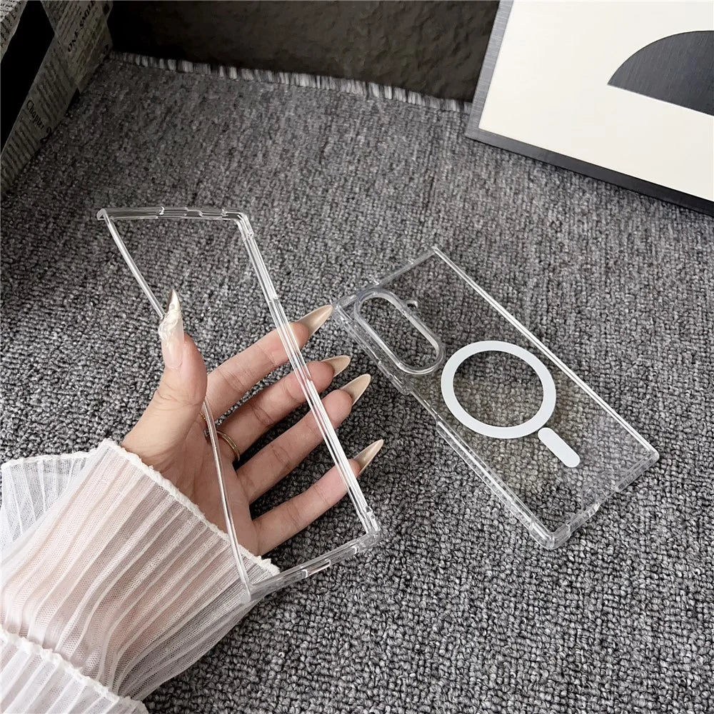 For Samsung Galaxy Z Fold7 5G Case Clear Acrylic Back Phone Cover Magnetic Case - 5