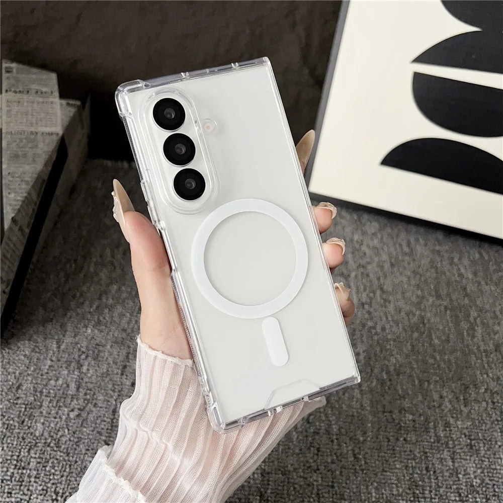 For Samsung Galaxy Z Fold7 5G Case Clear Acrylic Back Phone Cover Magnetic Case - 6