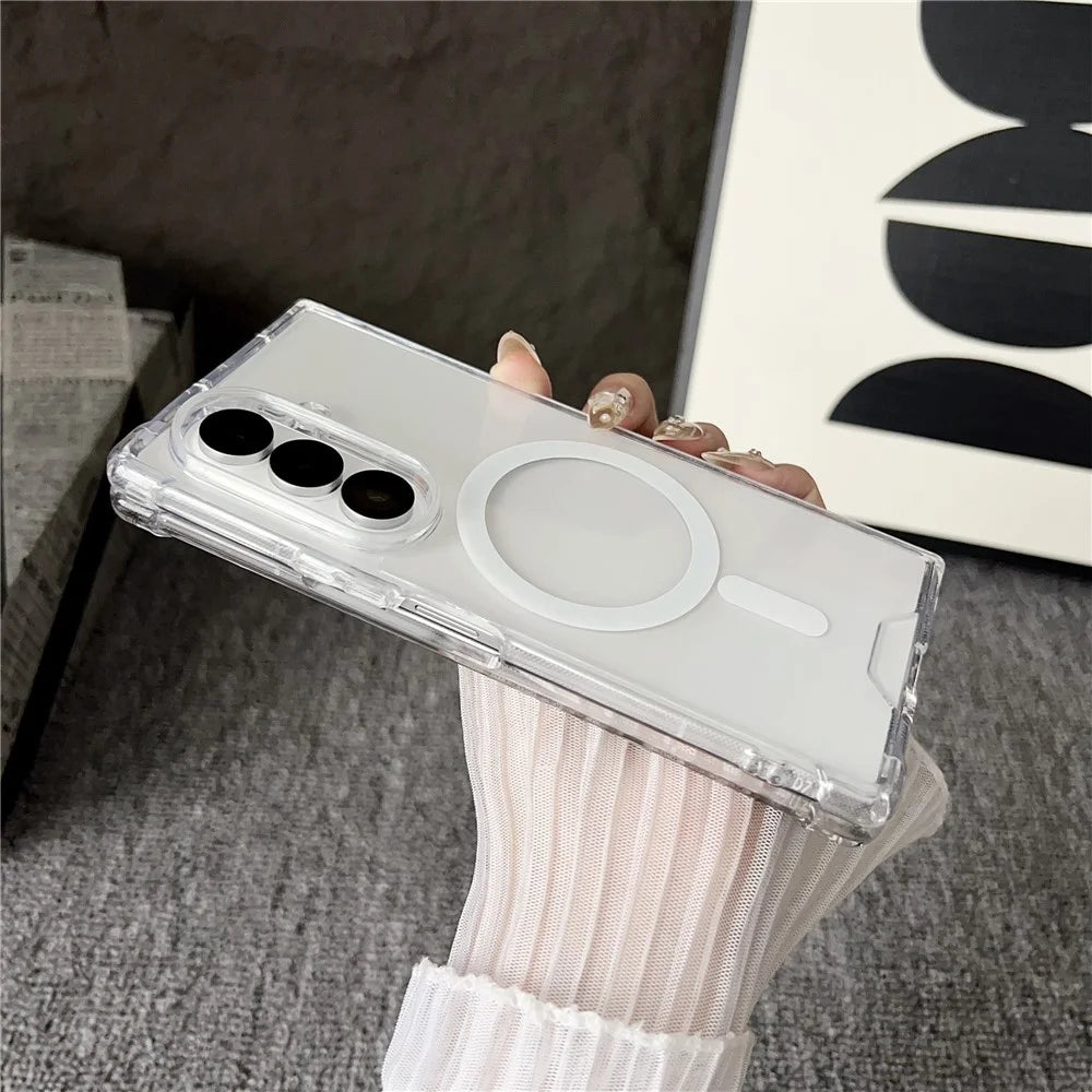 For Samsung Galaxy Z Fold7 5G Case Clear Acrylic Back Phone Cover Magnetic Case - 7