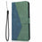 For iPhone 17 Case Color Splicing Wallet Stand Leather Phone Cover with Wrist Strap - Blue / Green - 5