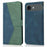 For iPhone Air Case Color Splicing Wallet Stand Leather Phone Cover with Wrist Strap - Blue / Green - 1