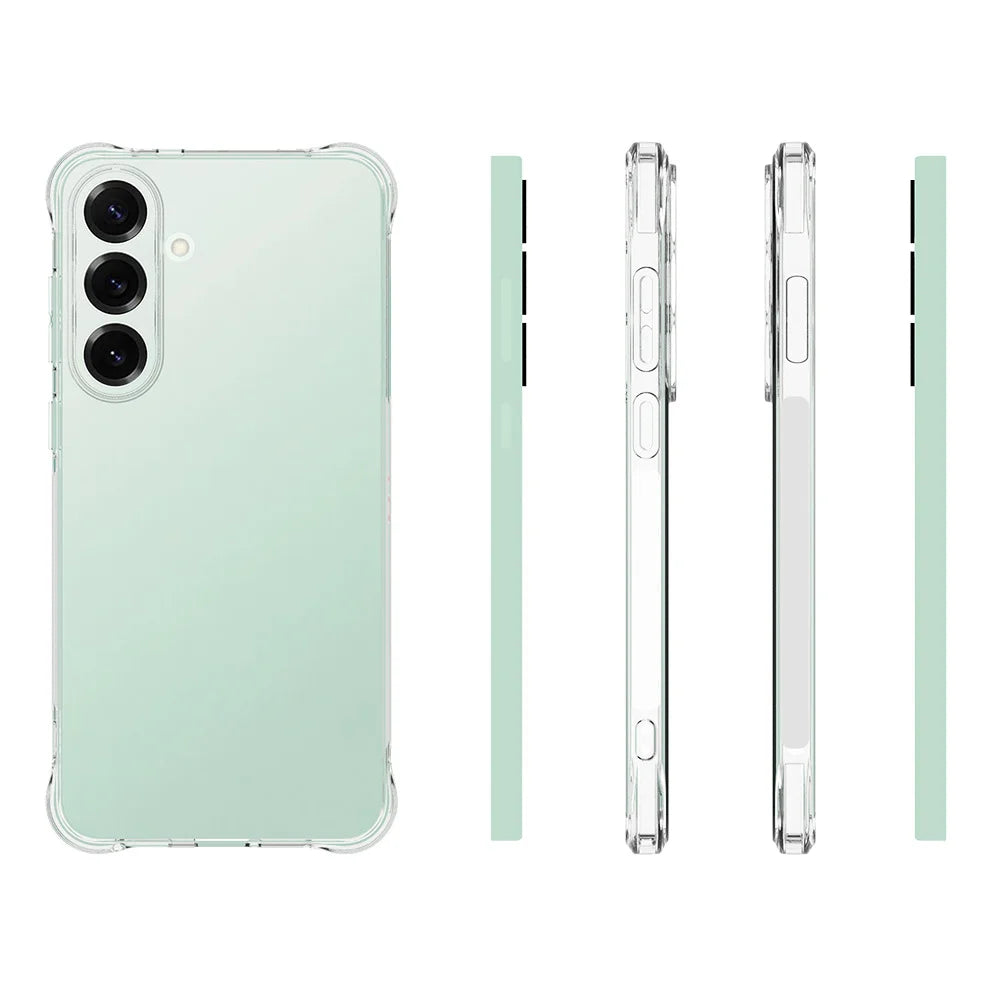 WANLONFENG For Samsung Galaxy S25 FE Case  WL Series 2.0mm TPU Phone Cover with Tempered Glass Film - Transparent - 6