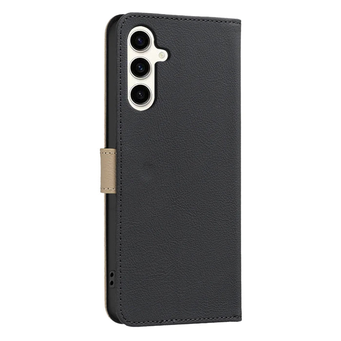 BINFEN COLOR For Samsung Galaxy S25 FE Leather Case  BF36 Floral Pattern Phone Cover RFID Blocking Wallet Stand - Black - 3
