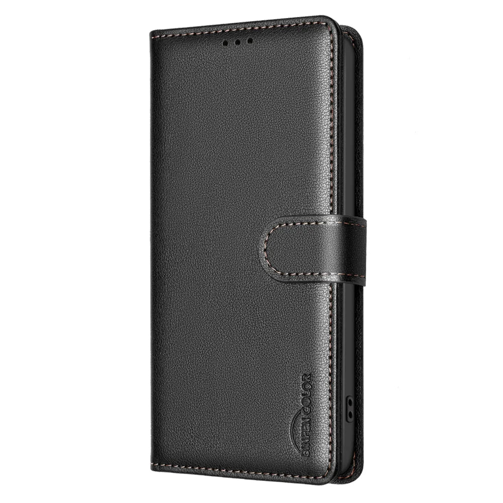 BINFEN COLOR For Samsung Galaxy S25 FE Leather Case  BF32 Wallet RFID Blocking Phone Cover - Black - 2