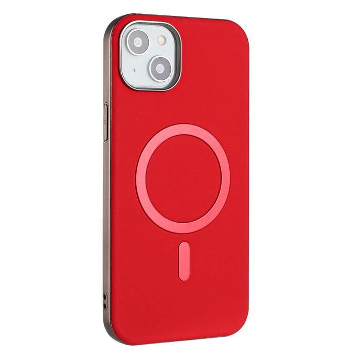 BINFEN COLOR For iPhone 15 Case  BF40 Compatible with MagSafe Electroplated PU + TPU Phone Back Cover - Red - 2